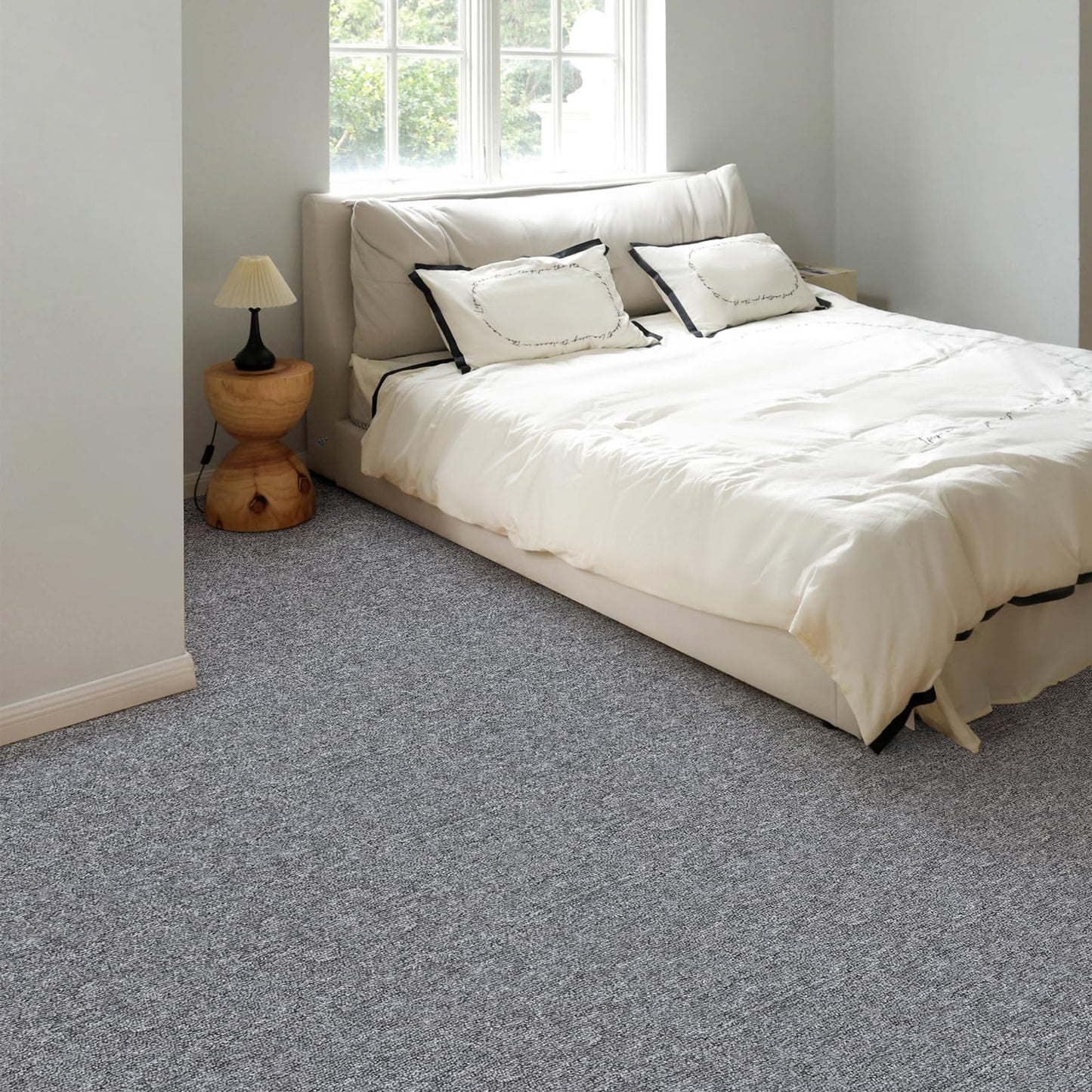 40 Tiles 20"x20" Carpet Tiles (107 sqft/Carton) - Non-Slip, Non-Adhesive, Padded Square Flooring for Home & Office - Easy DIY Installation, Seamless Look, Indoor & Outdoor Use