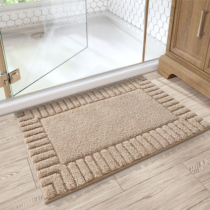 LUMI Bathroom Rugs Non Slip with Rubber Backing, Extra Soft Plush Microfiber Bath Rug Absorbent, Machine Washable Bath Mat Quick Dry for Tub, Shower, Hotel, Beige, 20"x32"