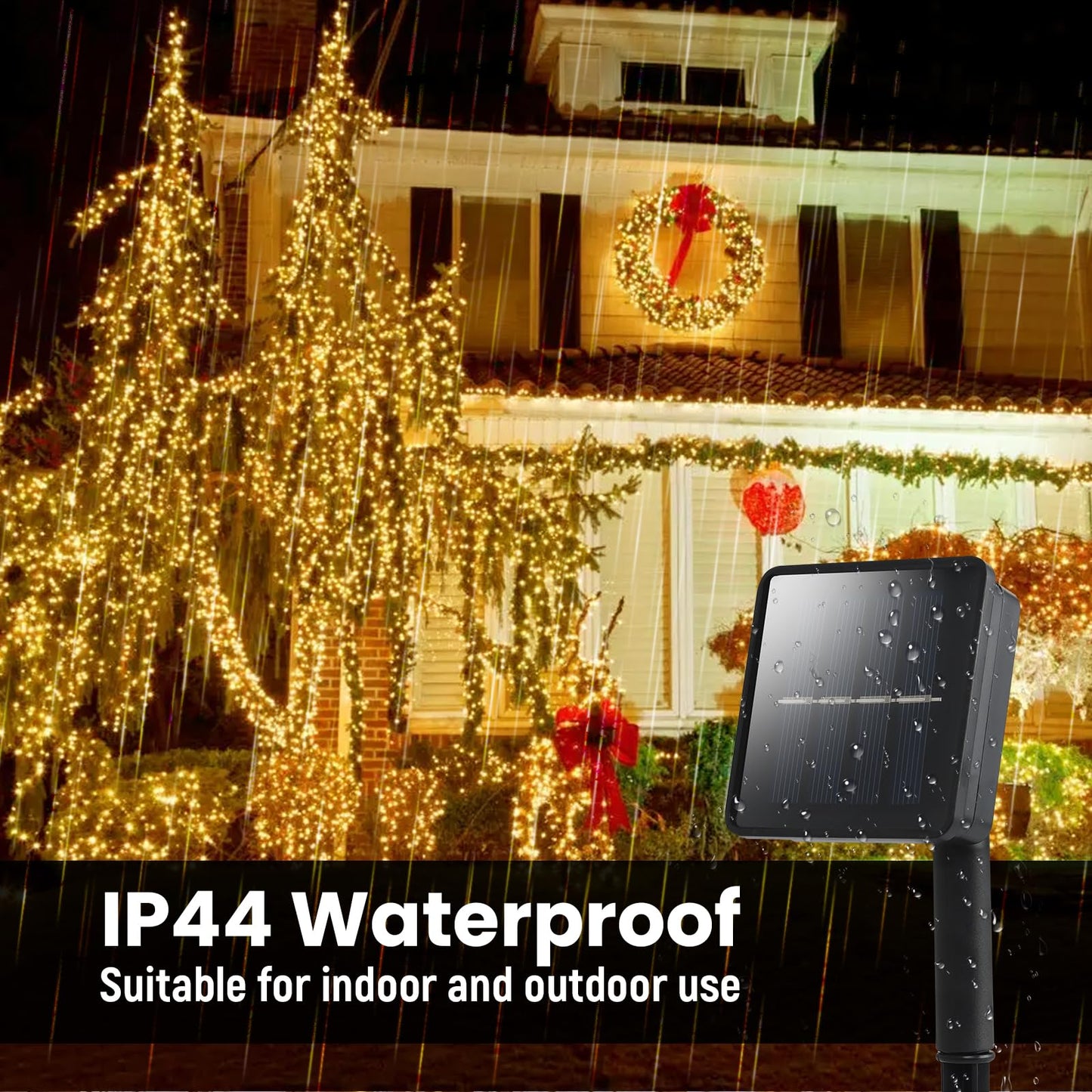 Solar String Lights Outdoor 2 Pack 50FT 100 LED Waterproof Fairy Lights, 8 Modes Solar Powered Twinkle Lights for Garden Patio Backyard Trees Summer Party Wedding Warm White
