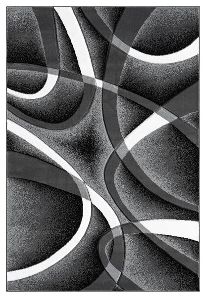 Modern Abstract Area Rug Hand Carved Contemporary Geometric Vibrant Colors Carpet for Living Room Bedroom Design PR1001 (Grey, 5' x 7')