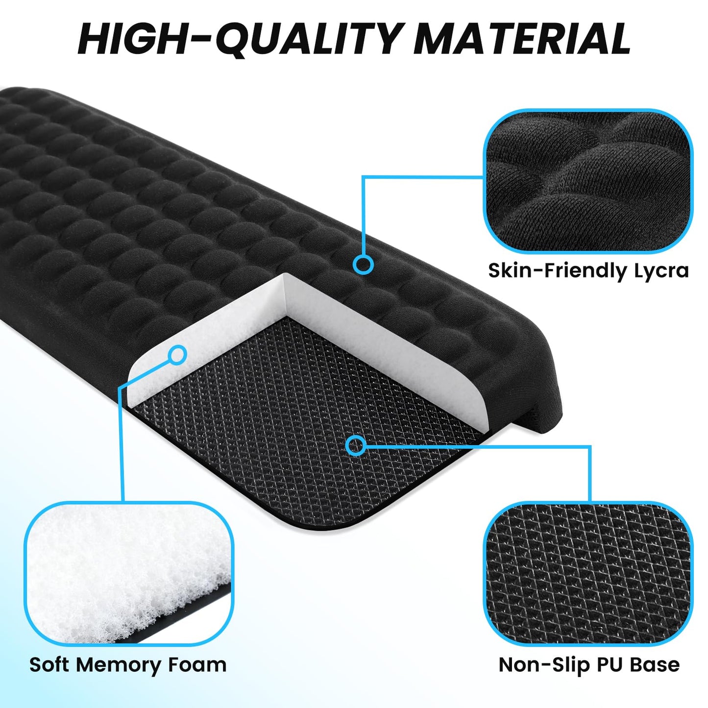 Arm Rest for Desk, 2-PCs L-Shaped Memory Foam Elbow Keyboard Wrist Pads with Non-Slip Base, Ergonomic Desk Edge Cushion & Wrist Rest for Computer Keyboard, Office and Home Use