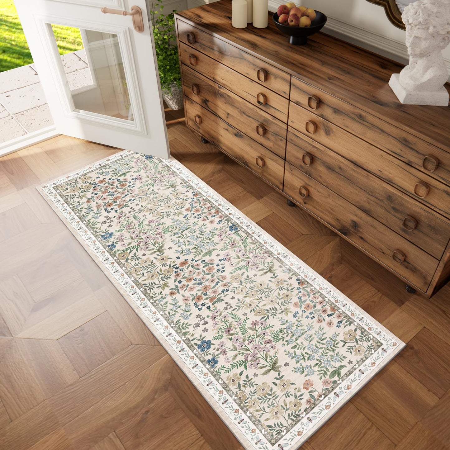 Washable Kitchen Rug Runners for Hallways: 2'6"x8' Bedroom Rug Non Slip Low Pile Soft Stain Resistant Floor Carpet Runner Rug for Kitchen Indoor Entryway Hallway Laundry Room Beside Farmhouse