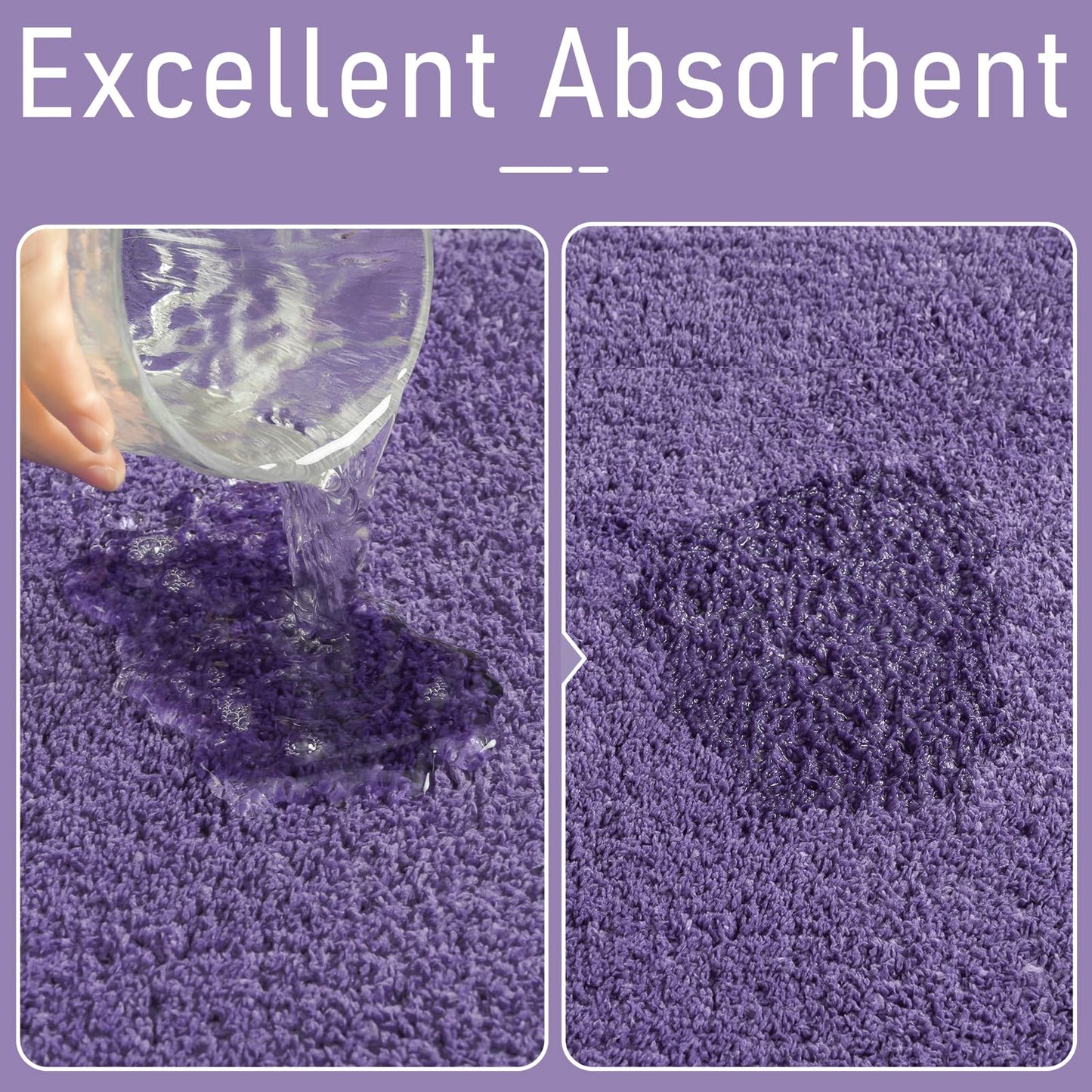 LOCHAS Bathroom Rugs, 24" x 48" Long Bath Rug, Non Slip Washable Bathroom Runner Rug Soft Thick Absorbent Bath Mat for Shower, Shaggy Plush Luxury Large Bath Rug, Purple