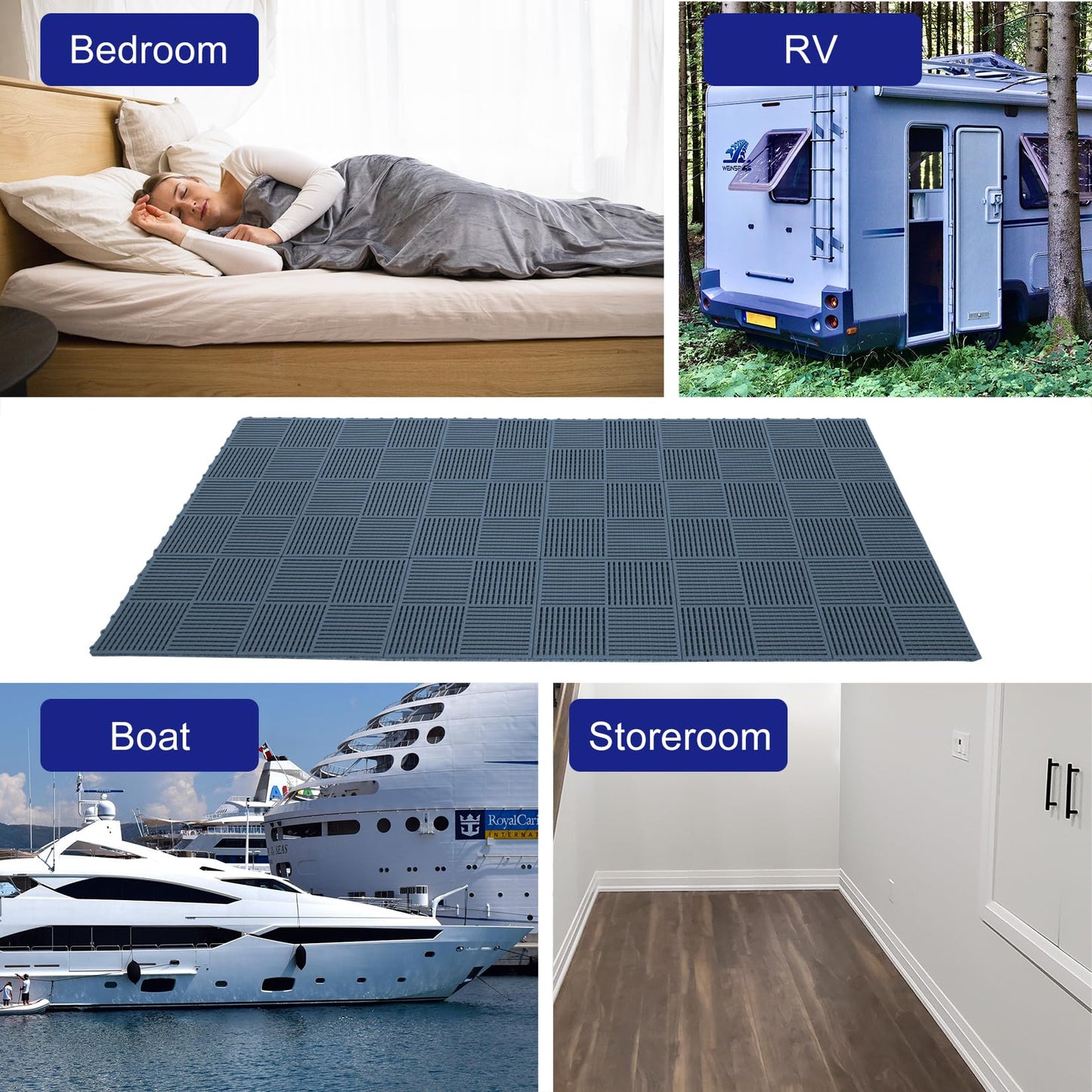 wiiiw 9 Pack Modular Interlocking Tiles Double Non-Slip 12"x12" Dark Gray