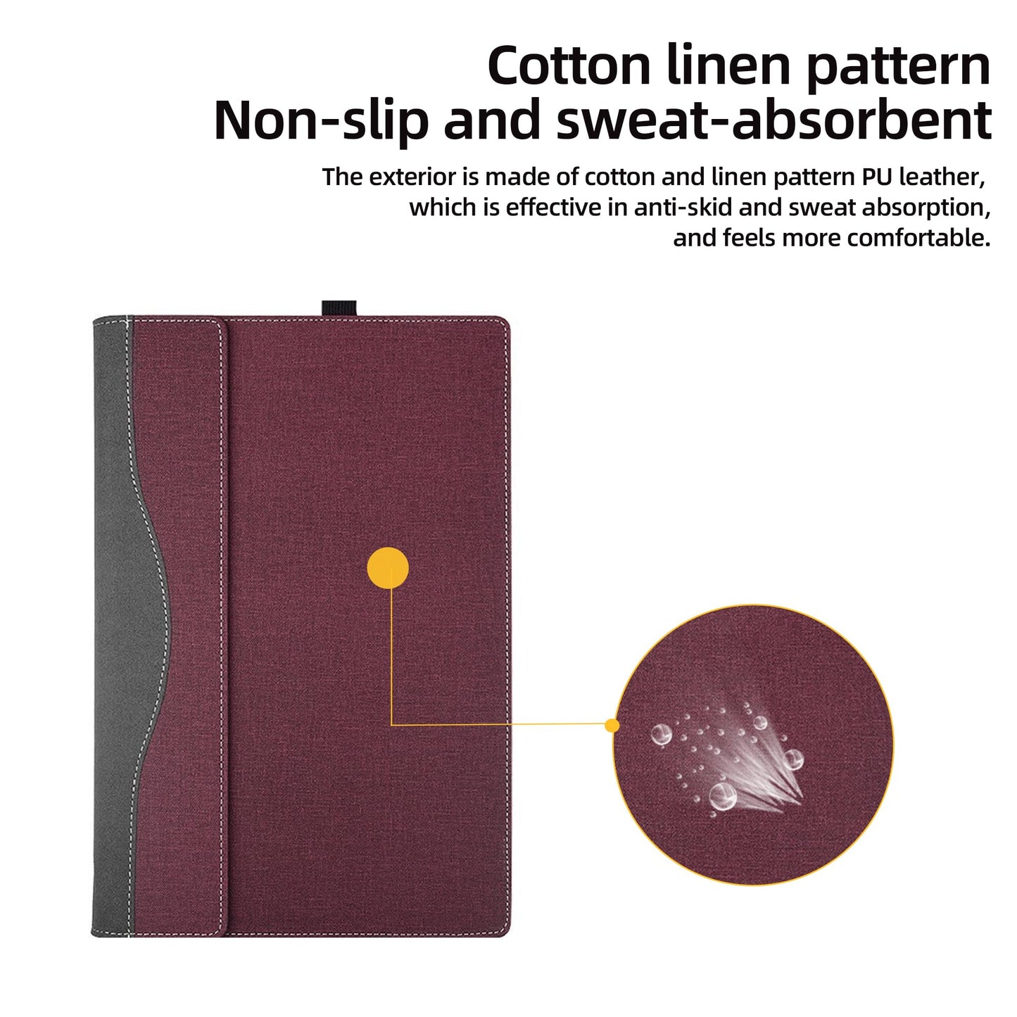 Laptop Cover for Lenovo Yoga Pro 9i (16″ Intel) Laptop All-Inclusive Drop-Proof Case 16inches PU Leather Inner Pocket Cover (Wine red)