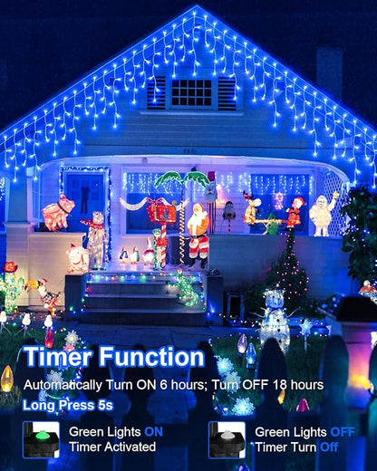972 LED106 FT Christmas Lights Outdoor, Plug in Waterproof Christmas Lights,Connectable 8 Modes Hanging Fairy Lights for Patio Window Holiday Wedding Party Pathway Indoor Decorations Blue