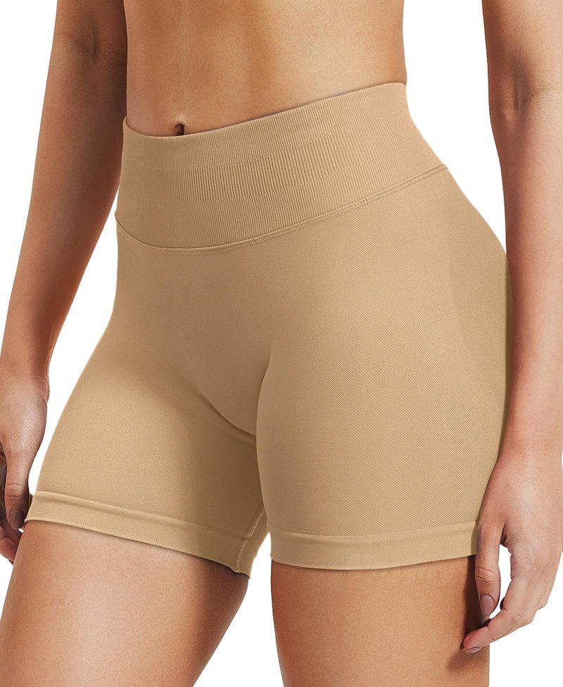 VOYJOY Women Workout Impact Shorts 2.5"/ 3.6"/ 4.5"/ 6" Scrunch Butt Lifting Gym Seamless Booty Biker Shorts Deep Apricot