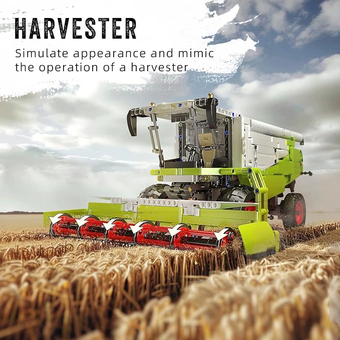 Mould King 17014 Wheat Harvester Building Block Set Tractor Toy Building Kit for Adults 14+ 1265 PCS Farm Truck Construction Vehicles Set