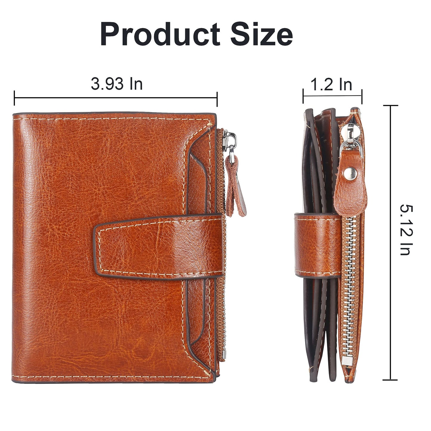 Lavemi Small Compact Women Wallet RFID Blocking Genuine Leather Bifold Purse with ID Windows(Brown)