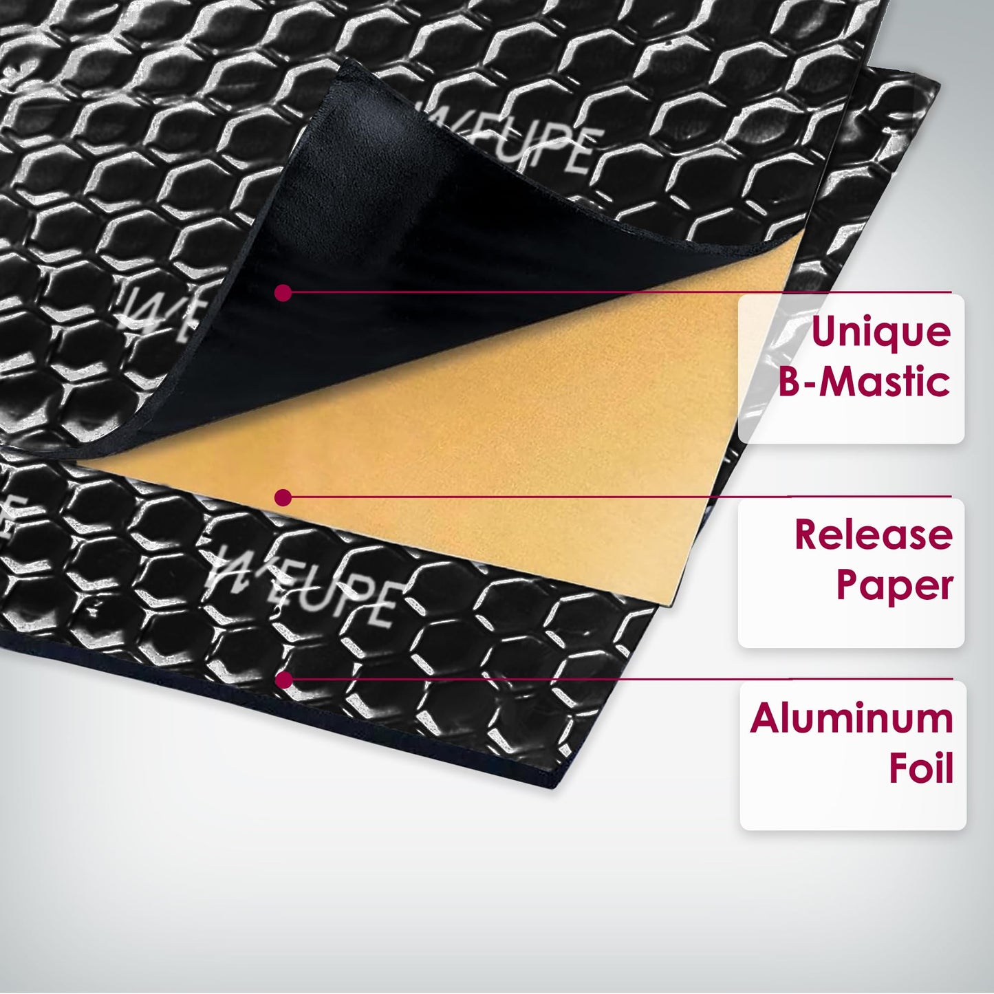 WEUPE Sound Deadening Mat for Cars, 50 mil 5 sqft, Butyl Automotive Sound Deadener, Noise Insulation Dampening Material for Car Trunk, Speaker, Door, Floor and Ceiling, Black