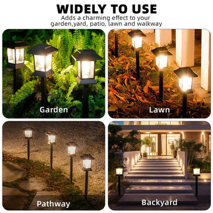 6 Pack Solar Pathway Lights Outdoor Waterproof, Dual-Use Stake & Hanging Lantern, 17 Inch ABS Warm White 3000K, 1000mAh Ni-MH Battery & Monocrystalline Panel, Auto On/Off for Garden Yard Patio Walkway