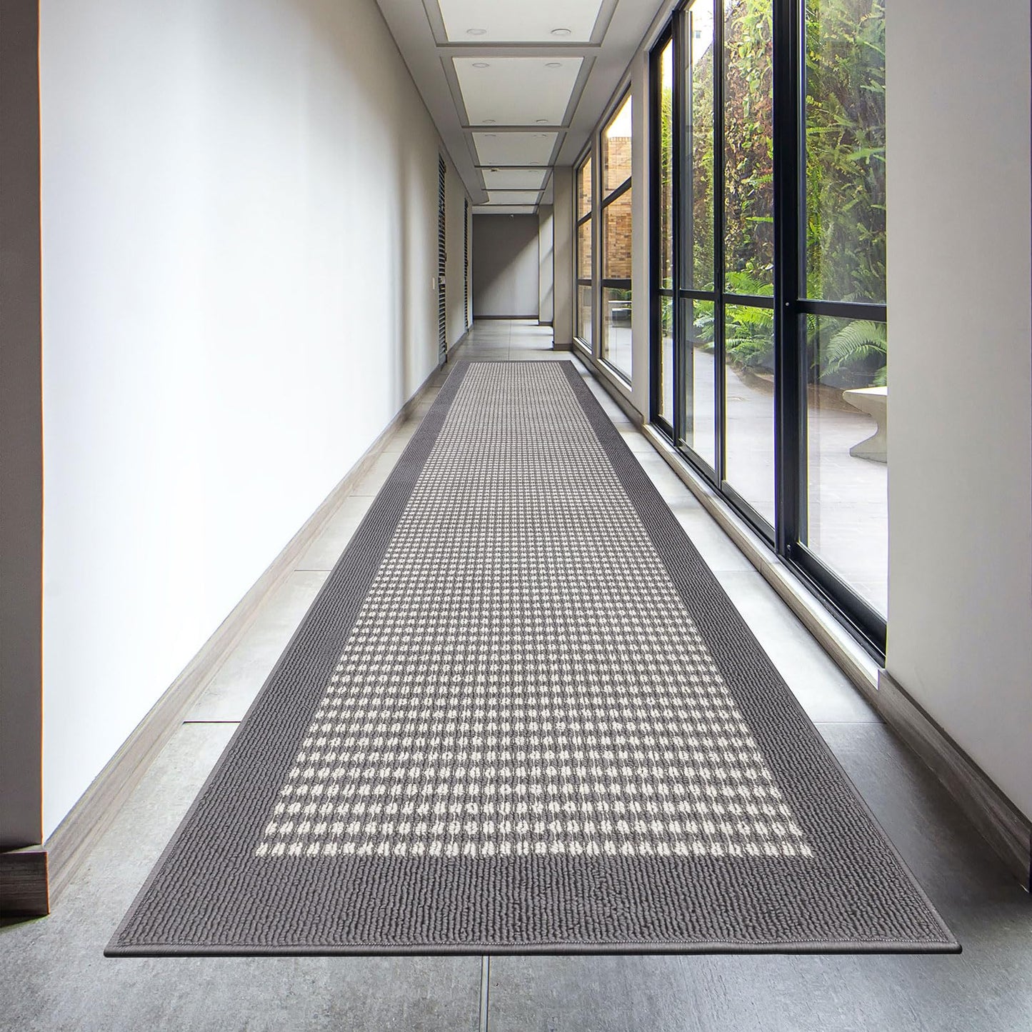 Ileading Runner Rug for Hallways 2.6'x12' Heavy-Duty Durable Entryway Floor Mat with Non Slip Rubber Backing High Traffic Carpet Machine Washable Accent Farmhouse Rugs for Kitchen, Living Room(Grey)
