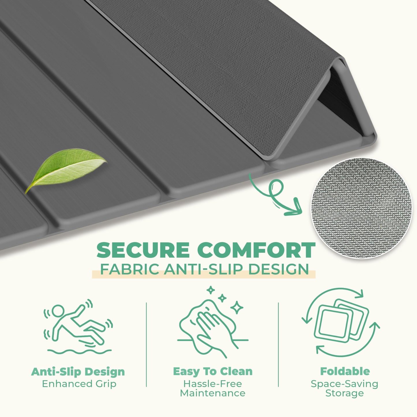 SYIPO Stone Bath Mat - Non-Slip Foldable Diatomite Bath Mat 23.6 x 15.3”, Super Absorbent & Quick Drying Bathroom Mat | Easy to Clean Shower Floor Mat, Dark Gray