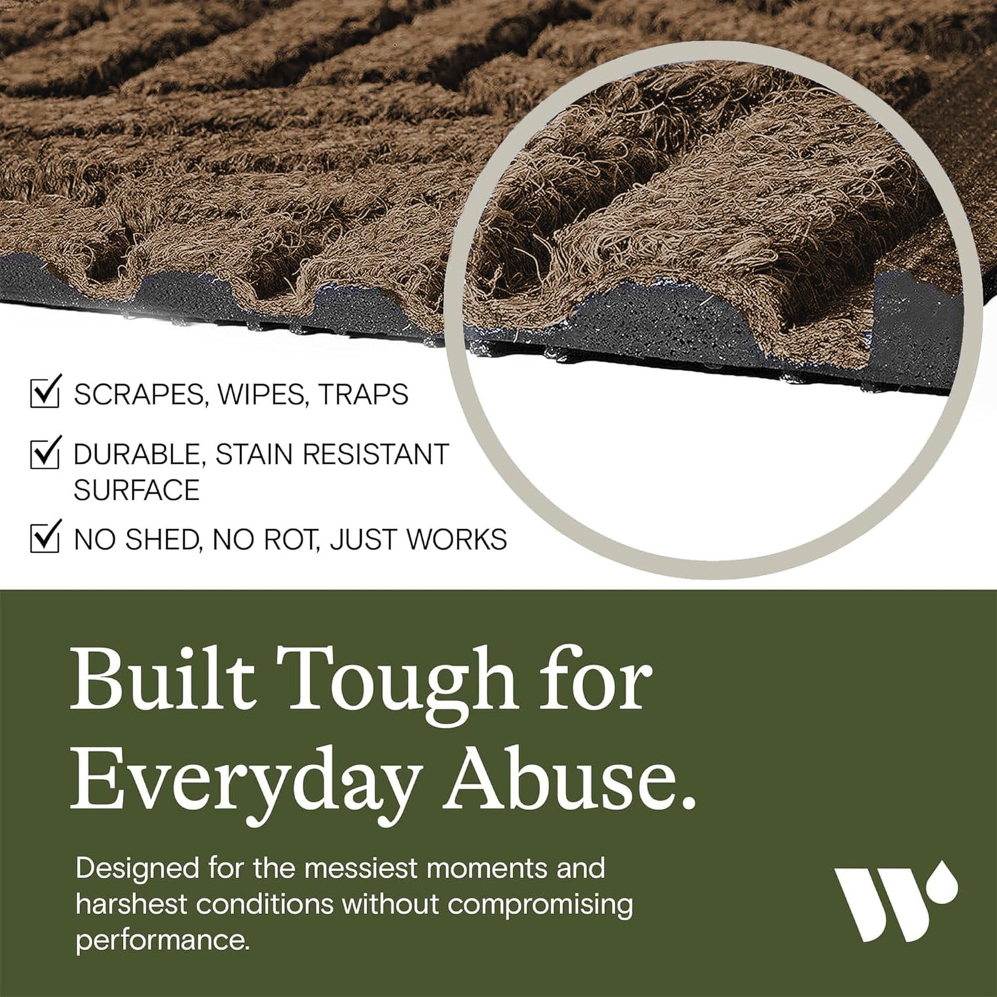 WaterHog Ellipse Front Door Mat Indoor Outdoor Entrance, Absorbent All-Weather Doormat with Non-Slip Rubber Backing, Dirt & Moisture Trapper, Low Profile, Easy Clean, Made in USA, 23"x35.5" Camel