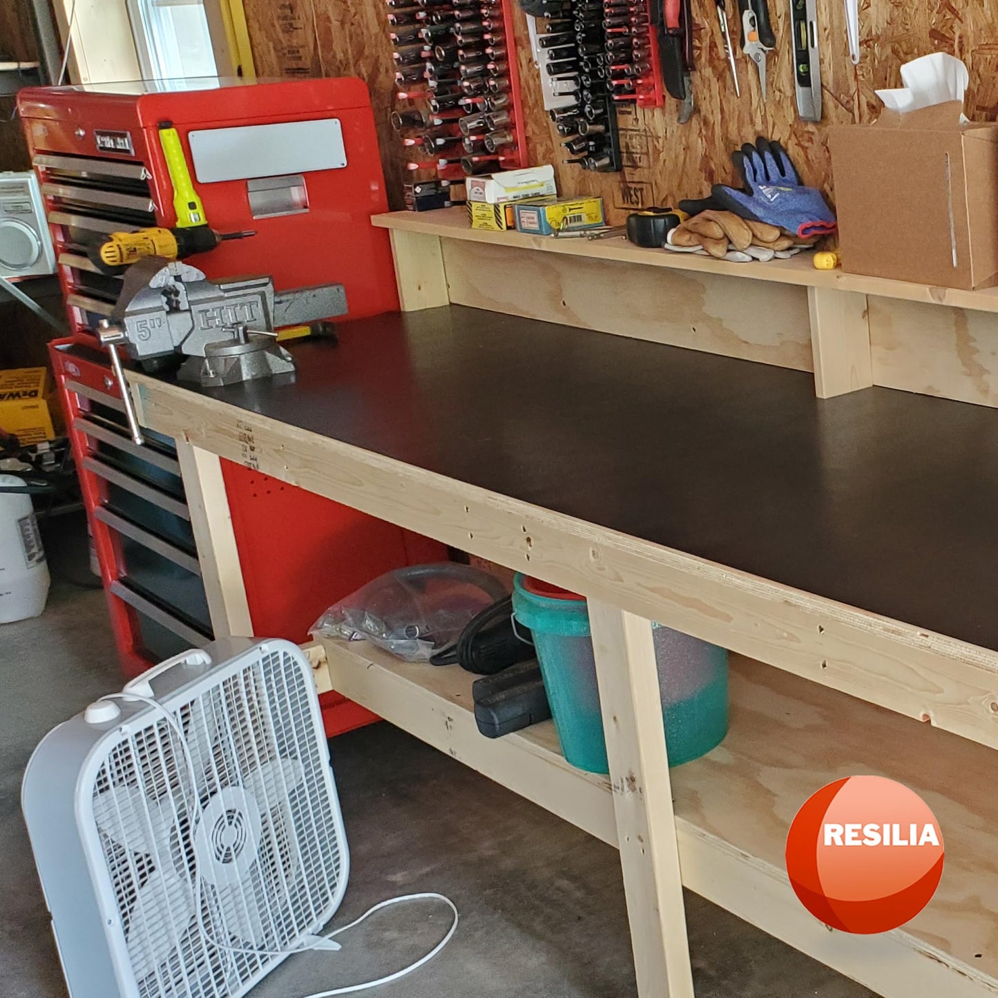RESILIA Work Bench Mat - 15” X 36” X 0.06" Scratch-Resistant PVC Mats - Protect Your Workbench, Table, or Tool Station from Painting, Woodworking, Crafting, Building, & More, Black, Made in USA