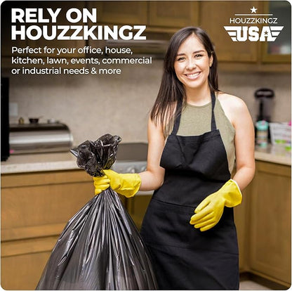 55 Gallon Large Trash Bags 20 Black Contractor Garbage Bags | Heavy Duty Lawn