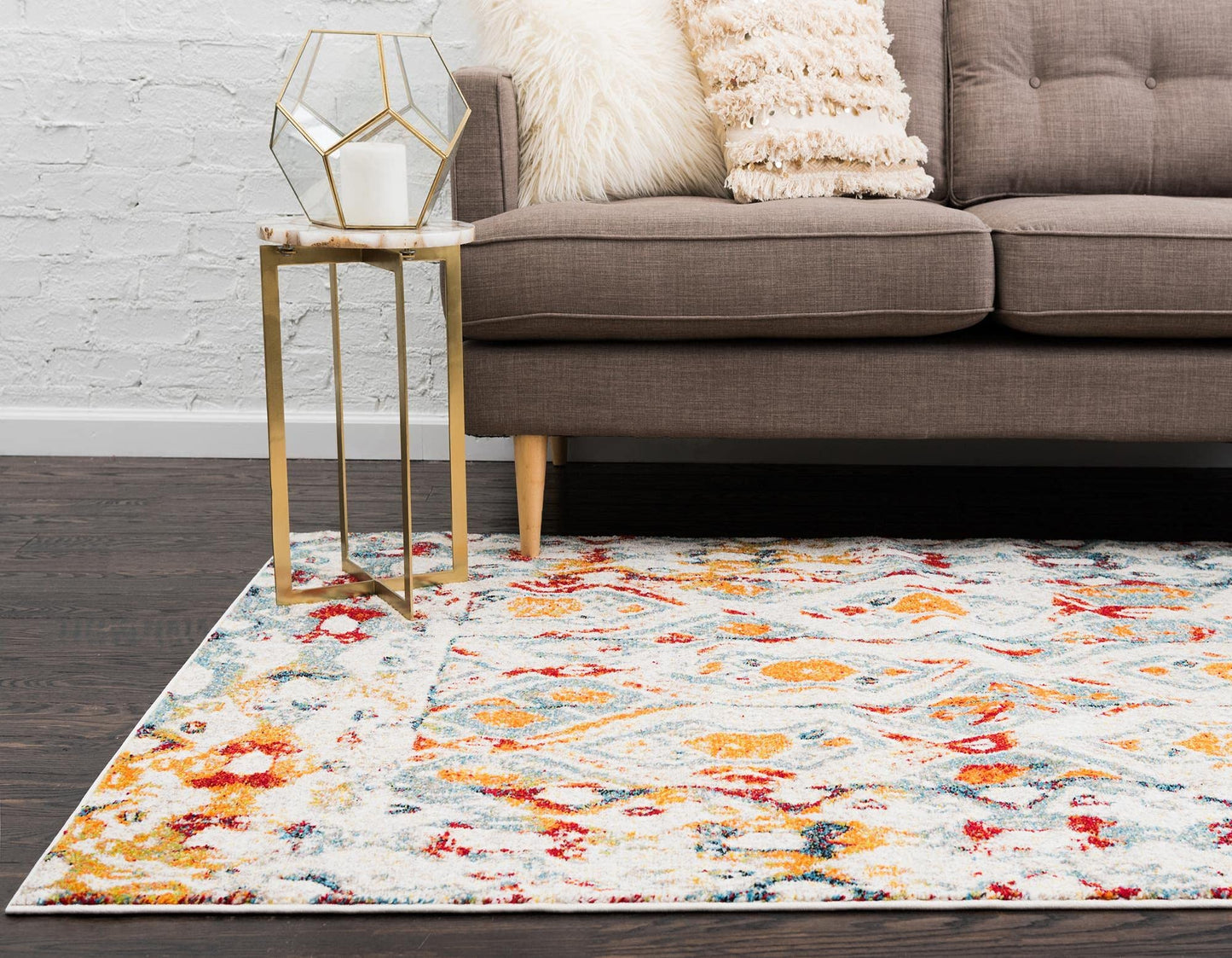 Unique Loom Rosso Collection Vintage, Geometric, Bohemian, Traditional, Distressed, Southwestern Area Rug (5' 0 x 8' 0 Rectangular, Multi/Ivory)