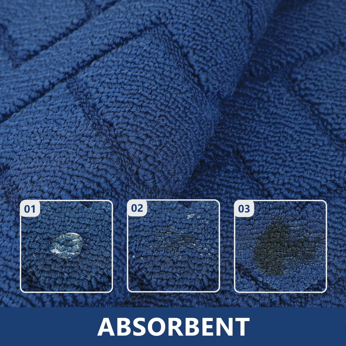 hicorfe Kitchen Runner Rugs and Mats Sets,2 Pieces Absorbent Non-Slip Kitchen Rug,Comfort Kitchen Mat for Floor,Washable for Kitchen,Hallway,Office,Sink,Laundry(24"x35"+24"x35",Navy Blue)