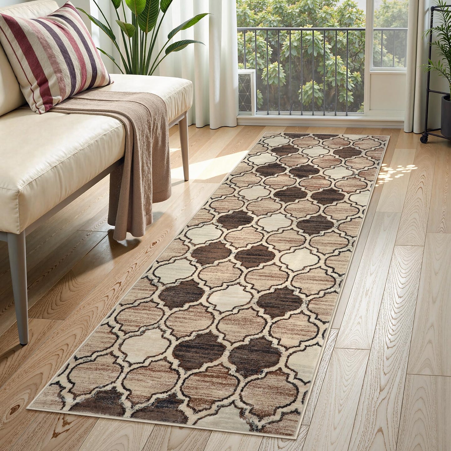Lahome Moroccan Washable Kitchen Runner Rug - 2x6 Carpet Runners for Hallway 6Ft Non-Slip Throw Soft Laundry Room Print Distressed Modern Rug Runner for Bathroom Bedroom Entryway Living Room Meline
