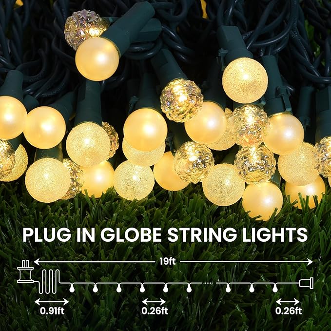 Globe String Lights, 70 LED Mix-Ball Fairy Lights Plug in UL Listed Christmas Tree Lights 19Ft Christmas Outdoor Indoor Fairy Lights for Bedroom Tree Patio Party Garden Wedding, Warm White