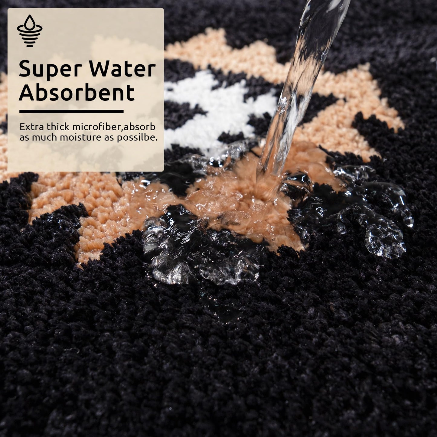 DEXDE Boho Bathroom Rugs Runner 20x47, Black Aztec Western Bath Mat Non Slip Long Luxury Large Bath Rugs Soft Absorbent Carpet for Shower Kitchen Entryway Modern