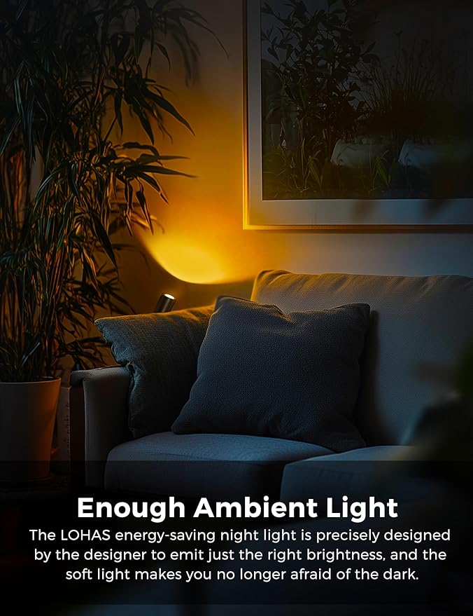 L LOHAS LED Night Lights Plug into Wall, [2-Pack] Rotatable Night Lights with Dusk to Dawn Sensor, 0-100 LM Brightness Adjustable,2000K Amber Nightlight for Adults Bathroom Hallway Stairs