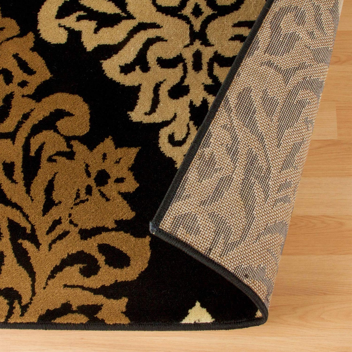Superior Danvers Collection Area Rug, Modern Elegant Damask Pattern, 10mm Pile with Jute Backing, Affordable Contemporary Rugs - Black, 2' x 3' Rug