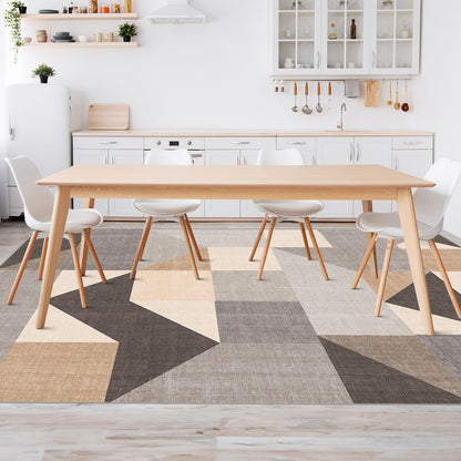 HOMFINE Modern Geometric Area Rug – Machine Washable & Non Slip, Soft Non Shedding Rug for Living Room and Bedroom - Grey Brown, 5'x7'