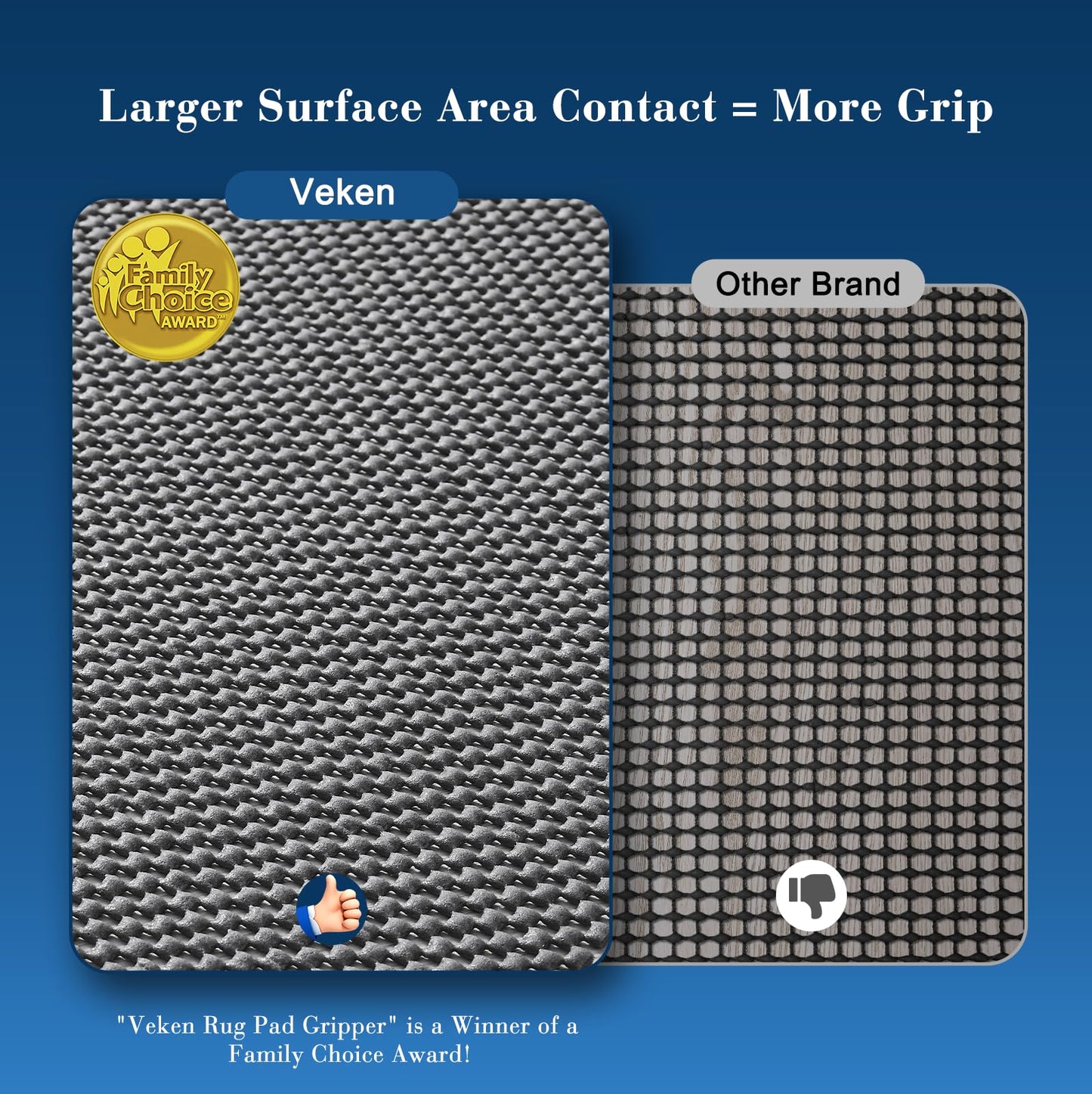 Veken 6x9 Ft Rug Pad Gripper for Hardwood Floors, Non Slip Rug Pads for Area Rugs, Thick Dark Grey Rug Grippers for Tile Floors, Under Carpet Anti Skid Mat, Keep Your Rugs Safe and in Place
