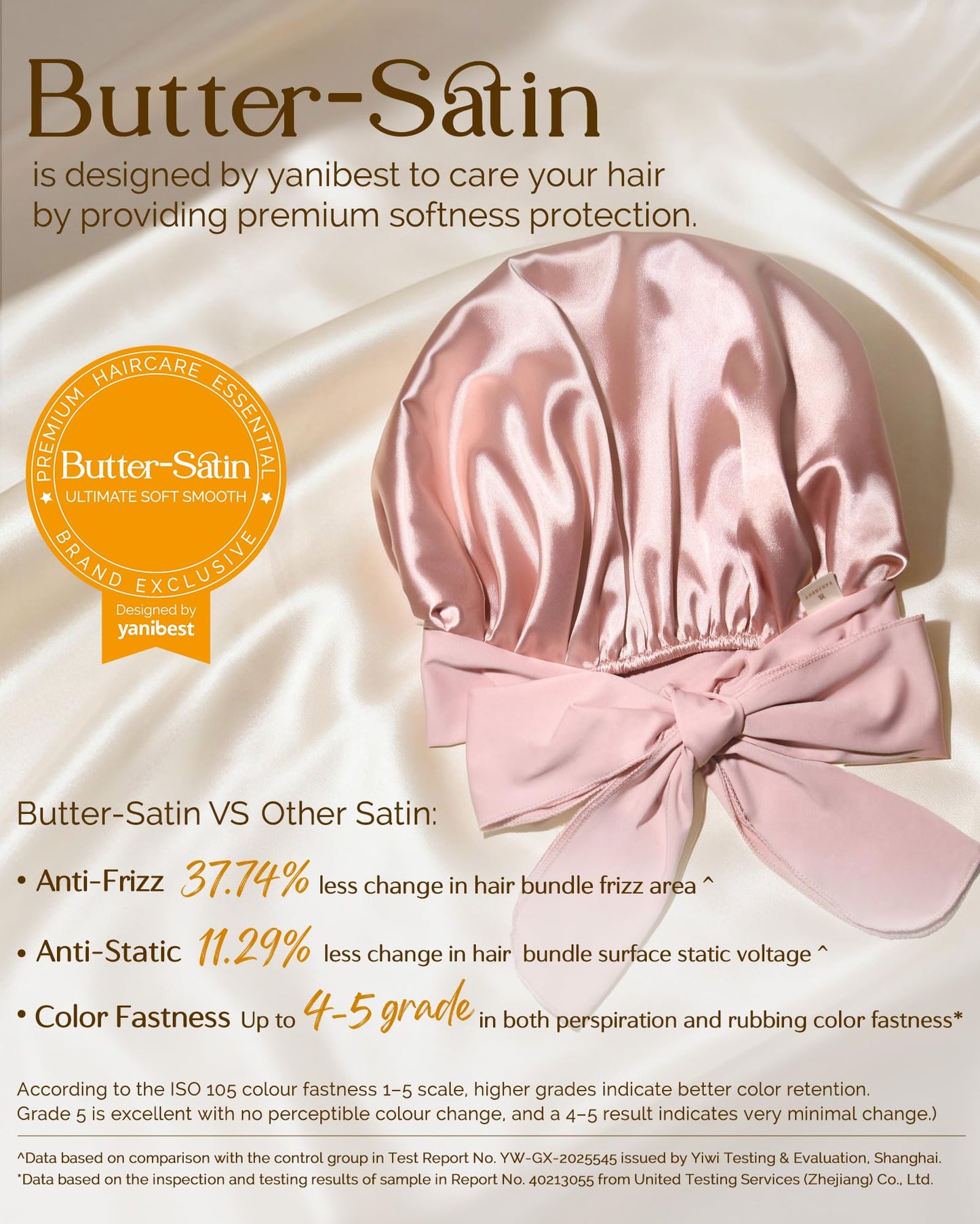 YANIBEST Adjustable Satin Bonnet for Sleeping Women Double Layer Hair Wrap Reduce Friction Prevent Frizz Natural Curly Hair, Blush Pink