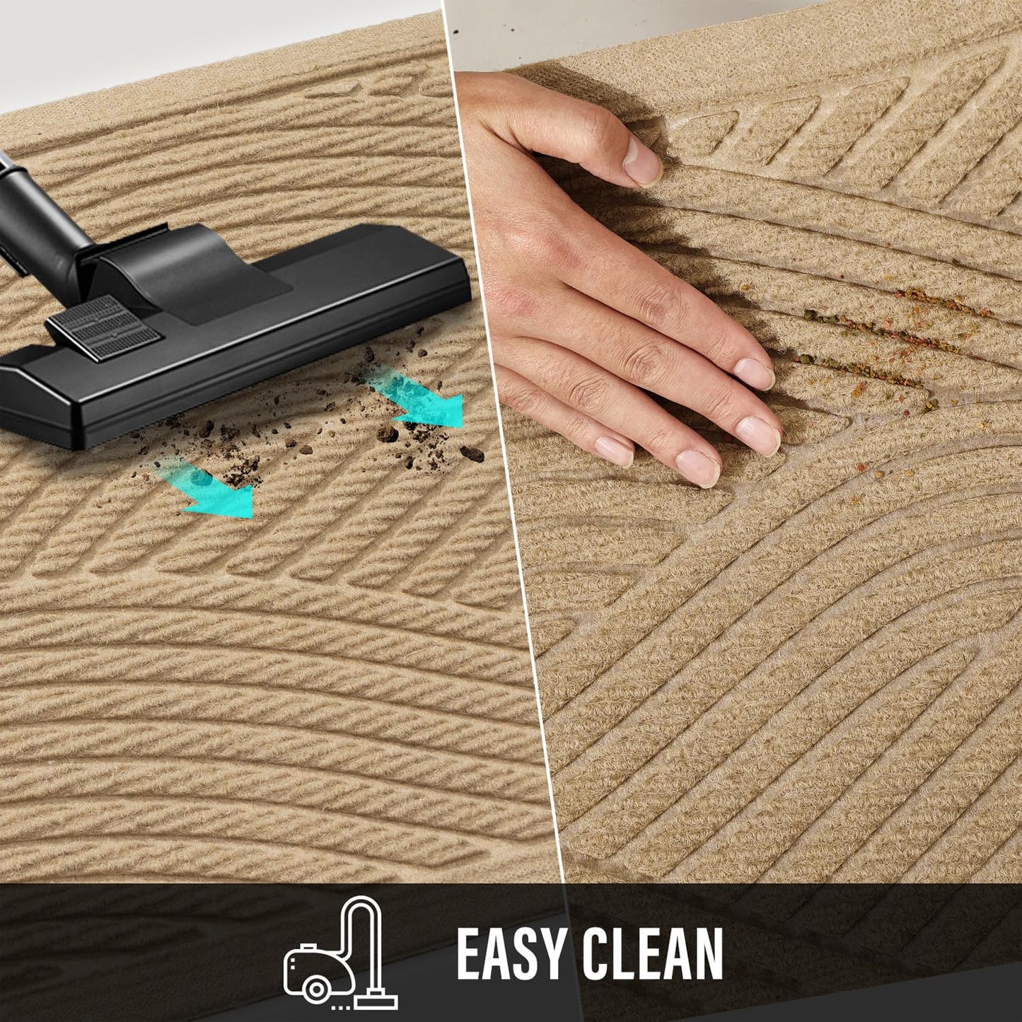 HIYARD Sturdy Front Door Mat, Absorbent Muddy Dirt Resist Welcome Door Mats Outdoor Indoor, Stain and Fade Resistant, Non-Slip Backing Entry Mat Low Profile Doormat for Entryway, 60×36, Beige