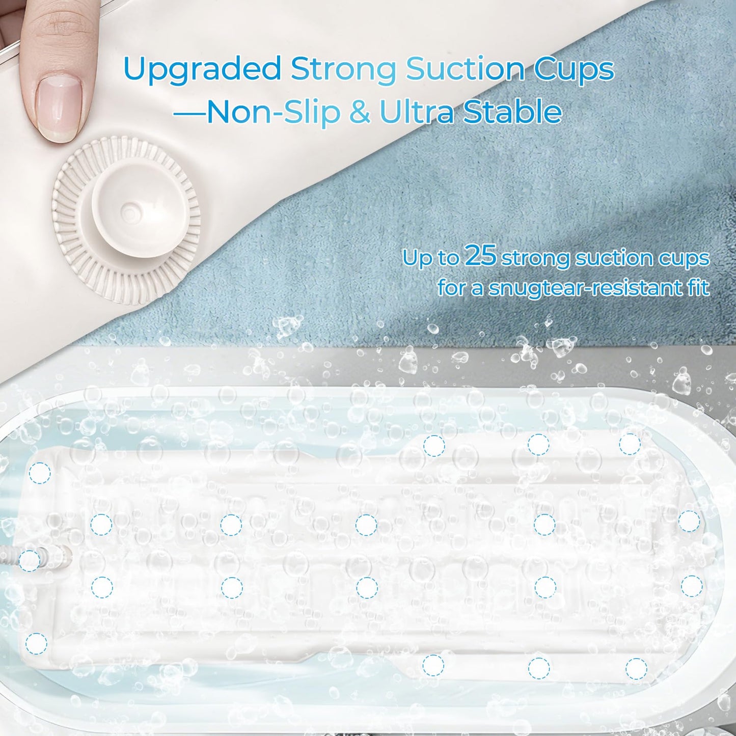 Portable Spa Bubble Bath Mat, Bathtub Massager Mat with Waterproof and Non-Slip Functions, Multi-Intensity Remote, Electric Air Pump, Strong Suction Cups, Full-Body Bubble Spa Experience at Home.