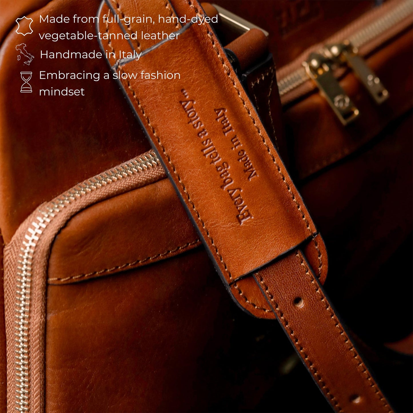 Time Resistance Leather Briefcase - Italian Handmade Leather Laptop Bag - Work Bag for Men and Women - Computer Briefcase