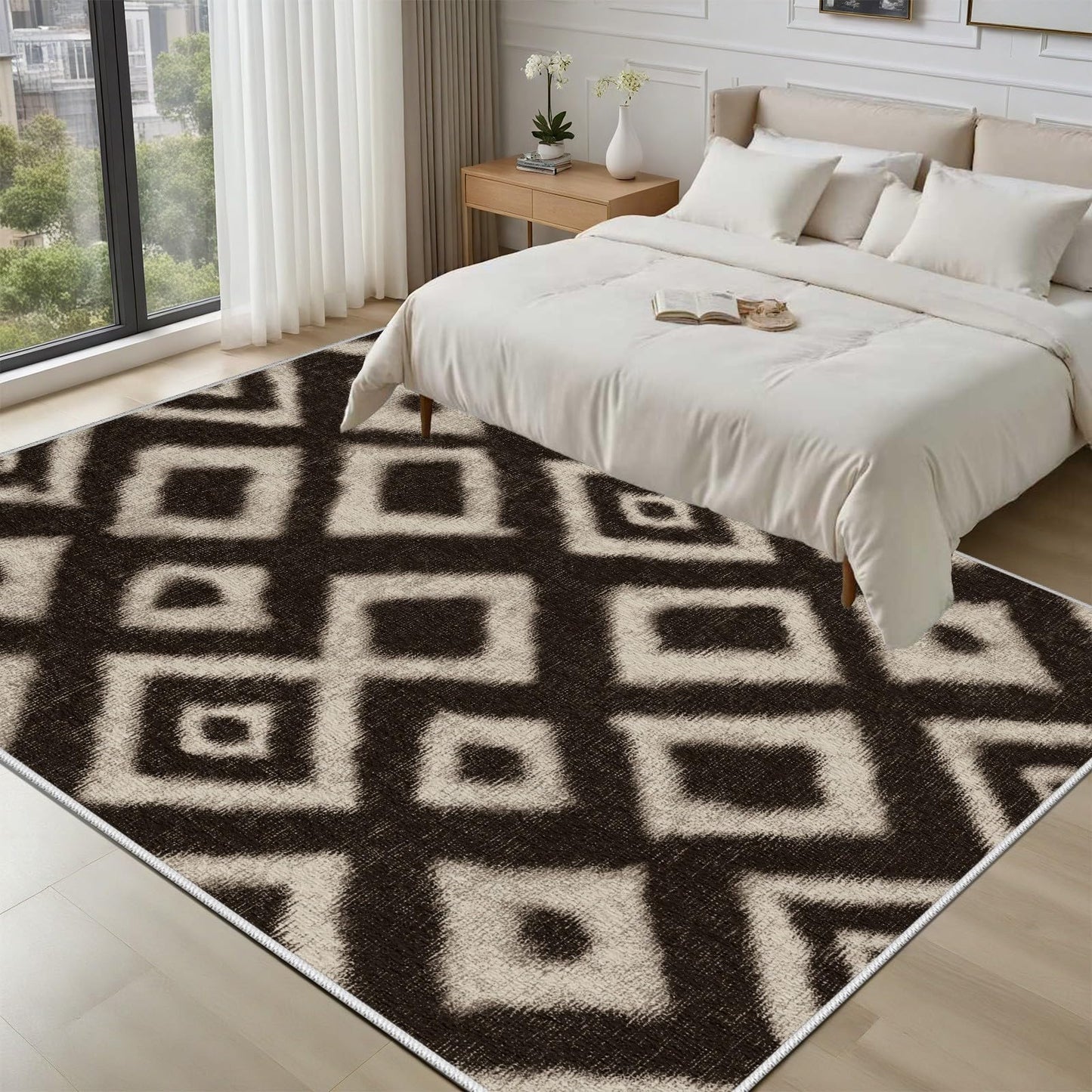 Country Rugs 7x9 - Classic Rustic Geometric Aztec Design, Rural Country Farmhouse Style, Native American Rustic Carpet, Washable Non Slip Soft Large Carpet for Living Room Kitchen