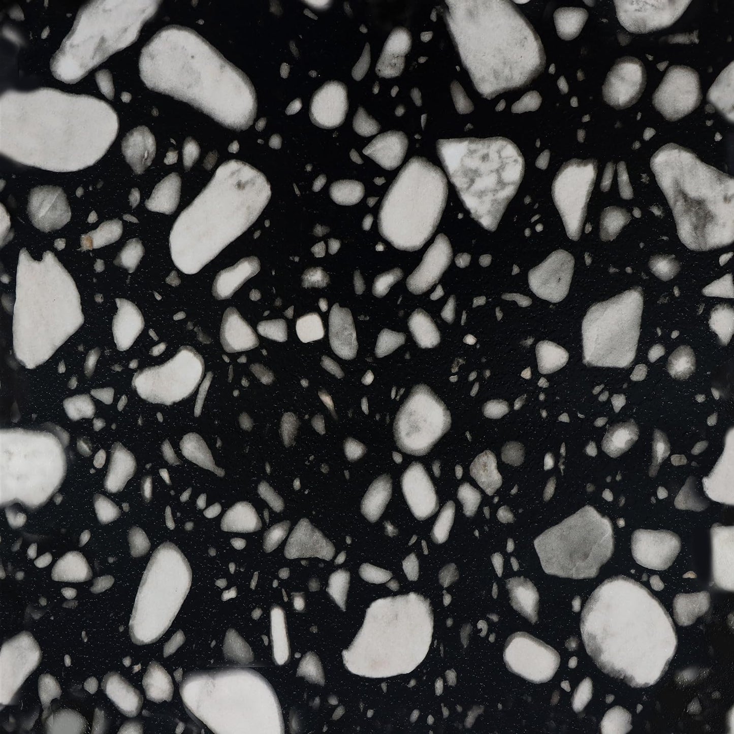 VaryStyle Waterproof Vinyl Flooring Terrazzo Peel and Stick Floor Tile 12"x12" Black and White Vinyl Floor Tiles Self Adhesive Removable Stick on Tile for Kitchen Basement Bathroom Flooring 6-Sheet