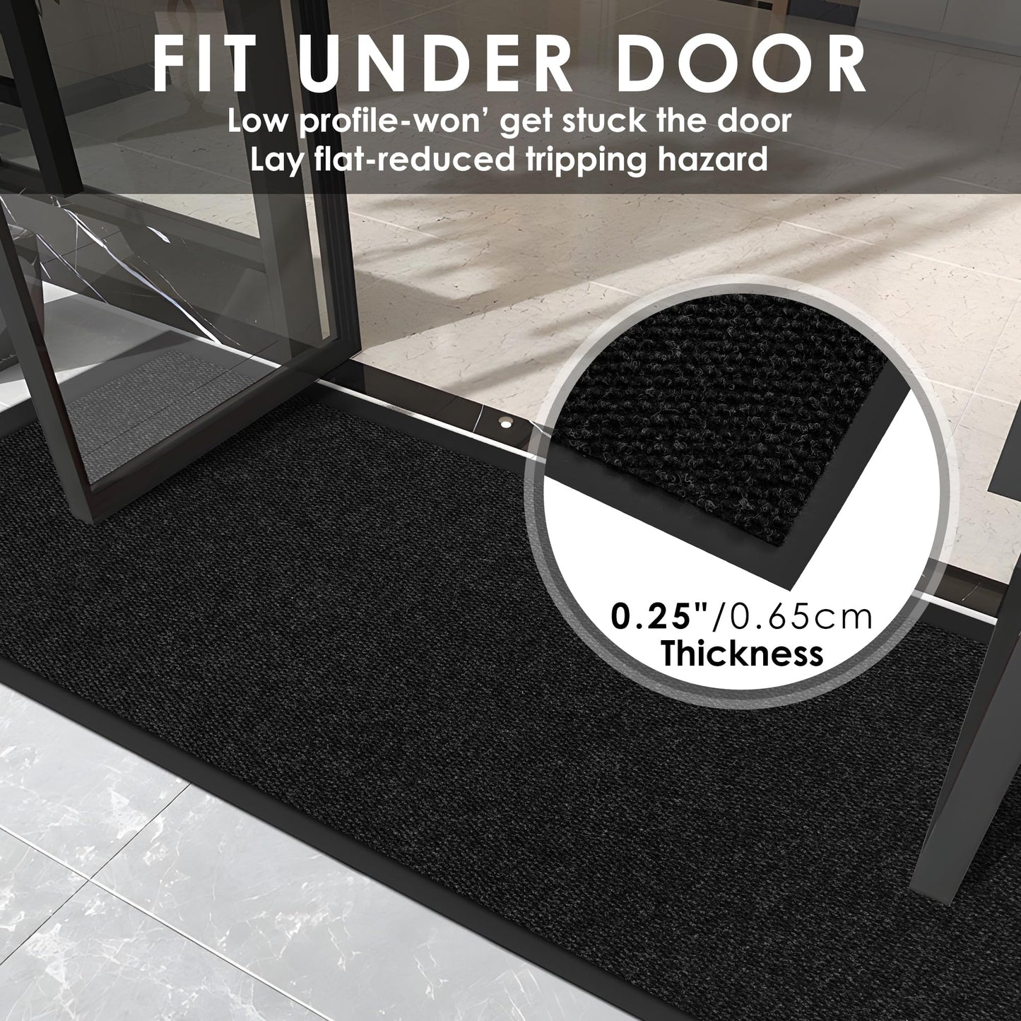 3′ x 5′ Front Doormat Indoor Outdoor Entrance, Commercial Door Mat Heavy Duty Trap Dirt and Moisture Entryway Floor mat, Custom Size Non Slip Rubber Backing Welcome Mat for High Traffic Area