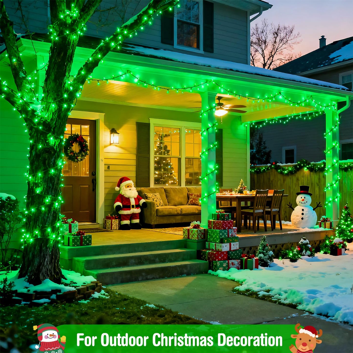 JMEXSUSS 400 LED Green Christmas Lights Outdoor, 132ft Green String Lights Plug in with Remote, Indoor Christmas String Light for Porch Tree House Yard Decorations