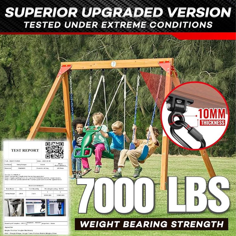 X-CUIRASS [Premium] Swing Hanger, Heavy Duty 10MM Solid Swing Set Hardware, Swing Hooks Screws Bolts with Quick Link, Swing Set Bracket for Porch, Playground, Concrete, Wooden