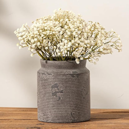 Ceramic Flower Vase 7.5 inch Farmhouse Rustic Vase for Home Decor Handcrafted Pottery Terracotta Vases for Dining Table Decor Fireplace Living Room Bathroom Wedding Centerpiece (01-Dark Brown)