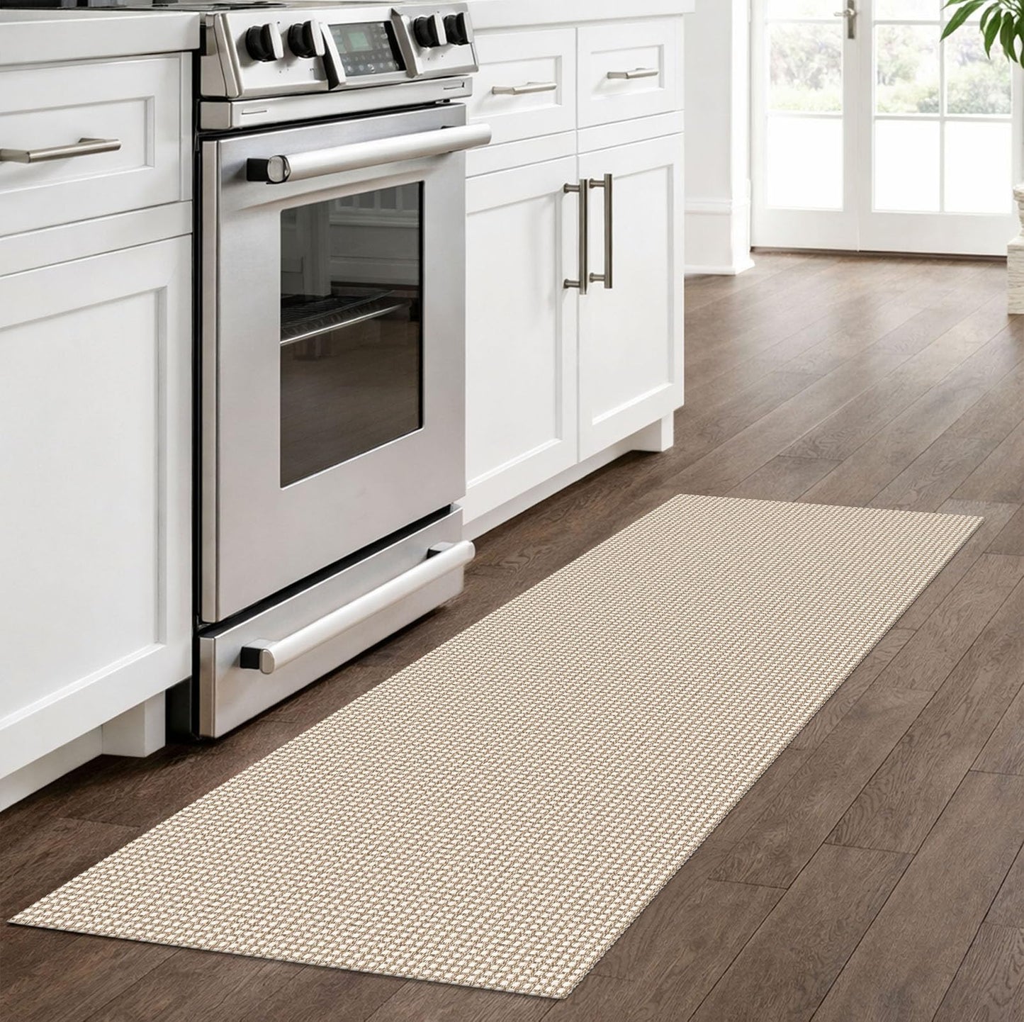IOHOUZE Washable Runner Rug 2x6 Non Slip Runners for Hallways Entryway Runner Indoor, Kitchen Rugs Woven Cotton Floor Carpet for Kitchen Hall Entrance Bedroom, Cream/Beige