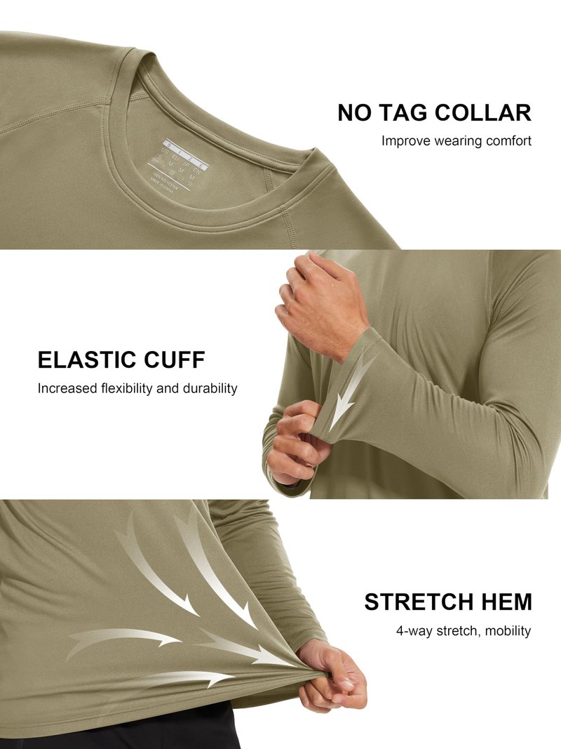MAGCOMSEN Rashguard Shirts for Men Long Sleeve Workout Shirts Gym Shirts Performance T Shirt Quick Dry Baselayer Shirt Outdoor Shirts