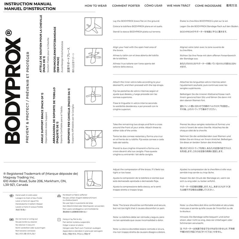 Bodyprox Ankle Support Brace, Breathable Adjustable Wrap, 1 Pack