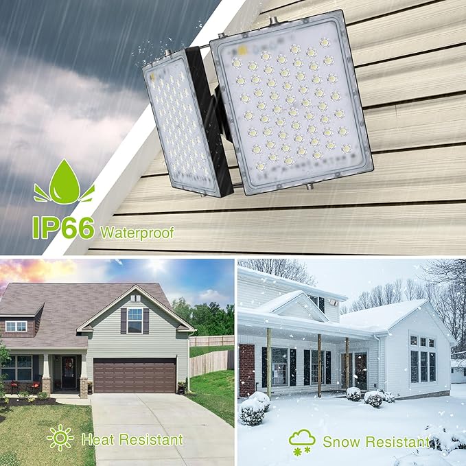STASUN Flying Series Pro - LED Flood Light Outdoor, 200W 20,000 lumens, IP66 Waterproof Exterior Commercial Floodlight, 6000K Daylight White, 2 Adjustable Heads for Yard, Parking Lot