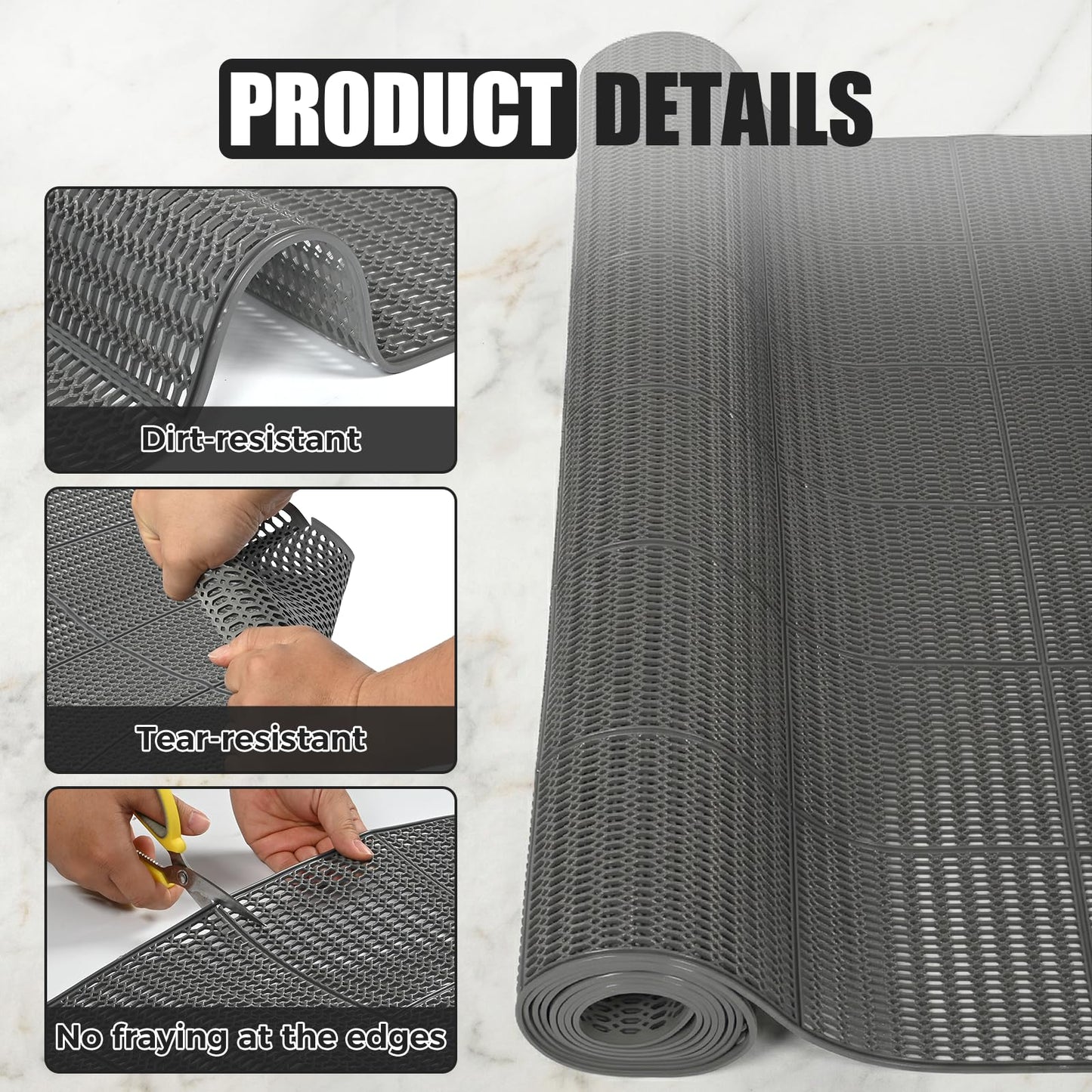 3FT*10FT Commercial Drainage Mat Non Slip Pool Mat PVC Matting Waterproof Mesh Hollow Mat for Pool Bathroom Garage Kitchen Drain Wet Area