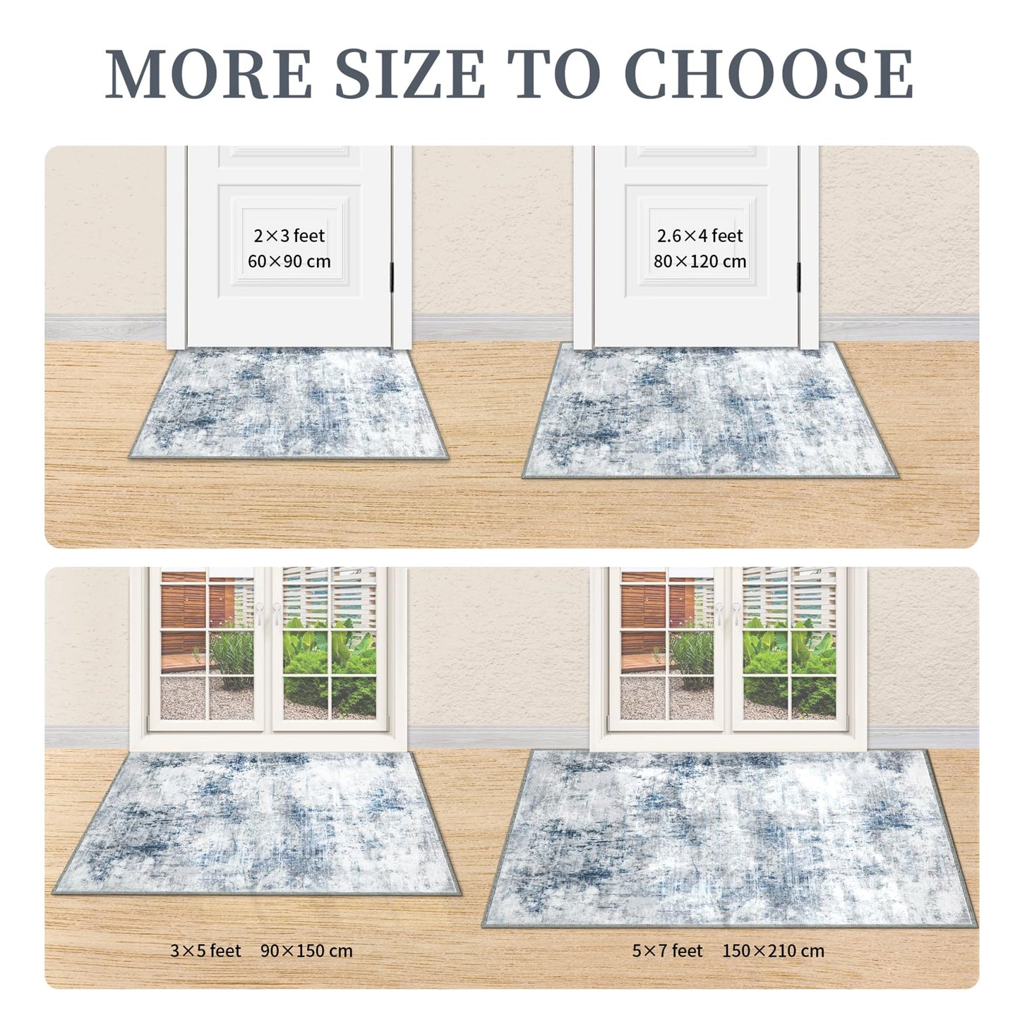 Door Mat, Front Indoor Doormat 24"x36" Non Slip Entryway Rug Indoor, Washable Small Rug for Bedroom Kitchen Bathroom Laundry Low Profile(2x3 Feet)