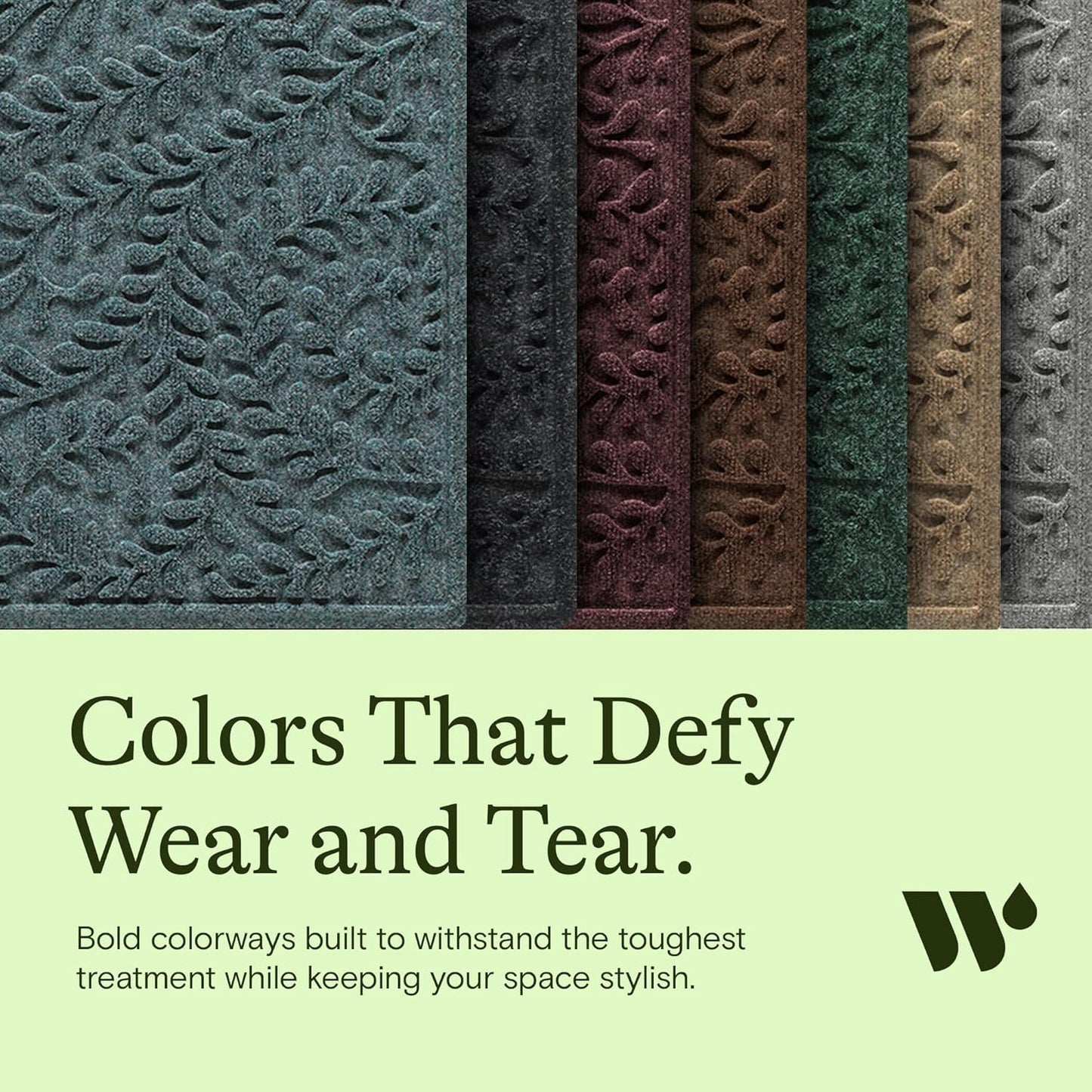 WaterHog Boxwood Stair Treads for Indoor Ourdoor Stairs, Absorbent All-Weather Stair Runner with Rubber Backing, Dirt & Moisture Trapper, Easy Clean Mat, Made in USA, 8.5"x30", 4pcs, Bluestone