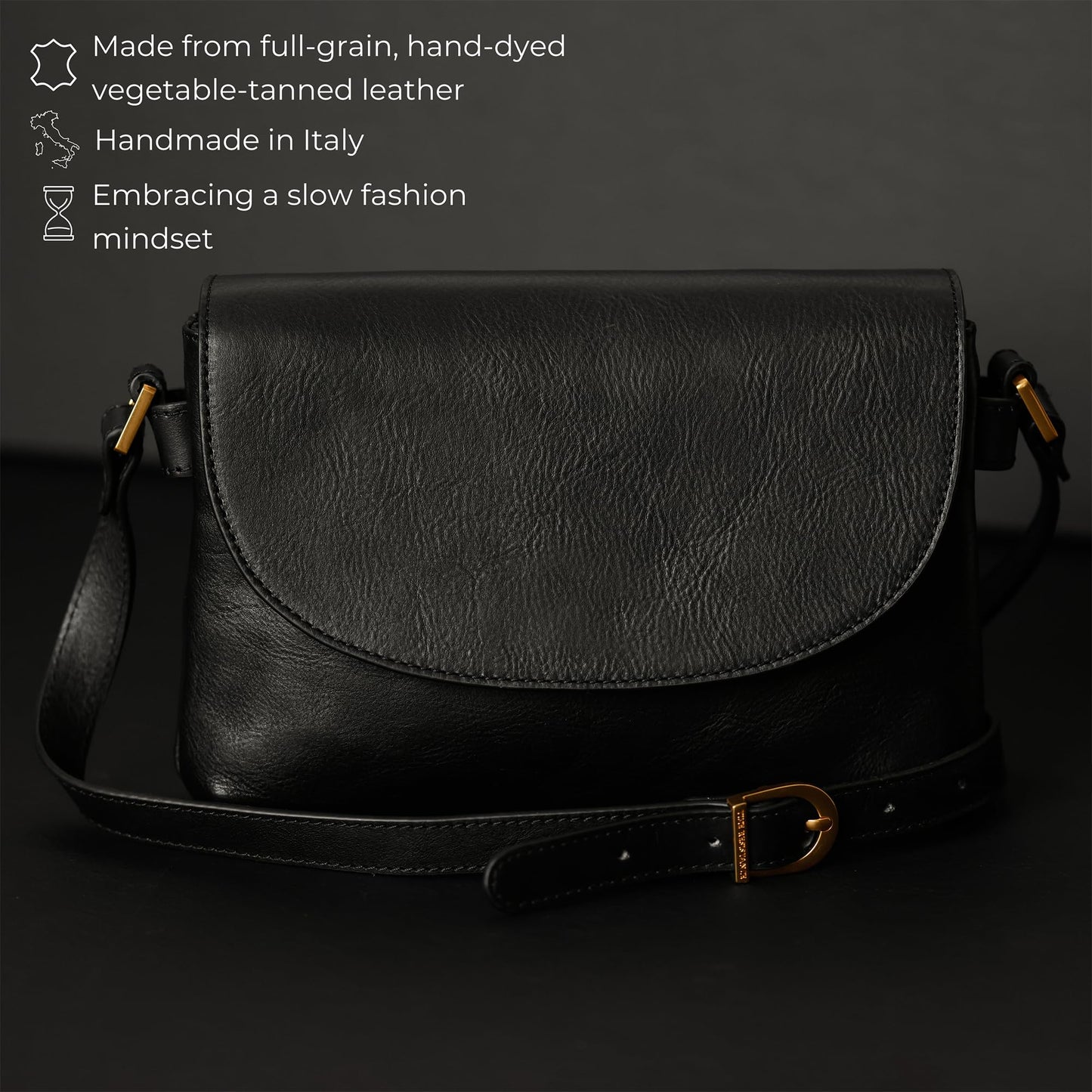 Time Resistance Leather Crossbody Bag for Women - Handbag, Shoulder Bag, Messenger Purse (Black) - Gift Box Included