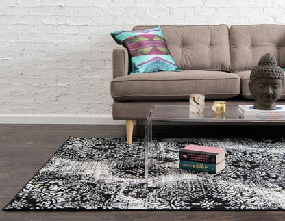 Unique Loom Sofia Collection Area Rug - Grand (4' 1" x 6' 1" Rectangle, Black/ Ivory)