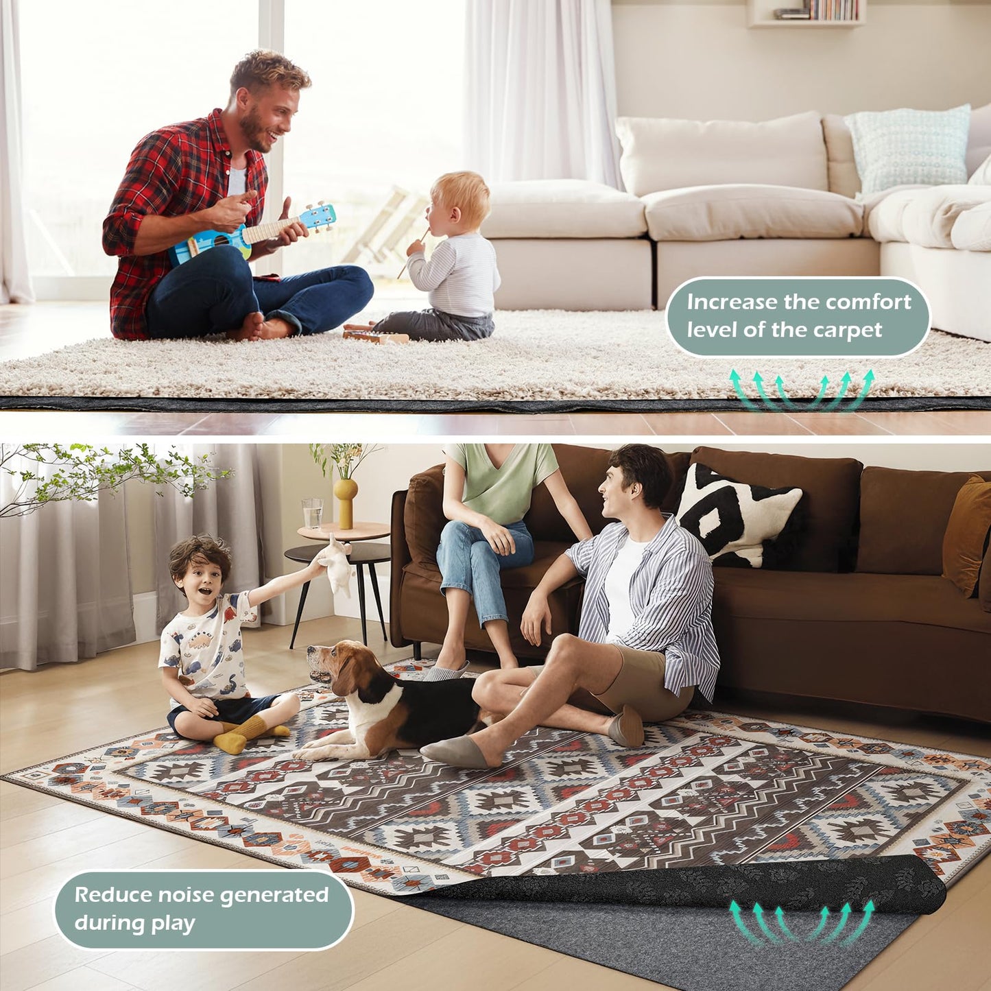 Non-Slip Rug Pads,5x7ft Waterproof Rug Pad,Carpet Pad for Hardwood,Tile,All Floors – Floor Protection,Cushioning, Anti-Slip Grip