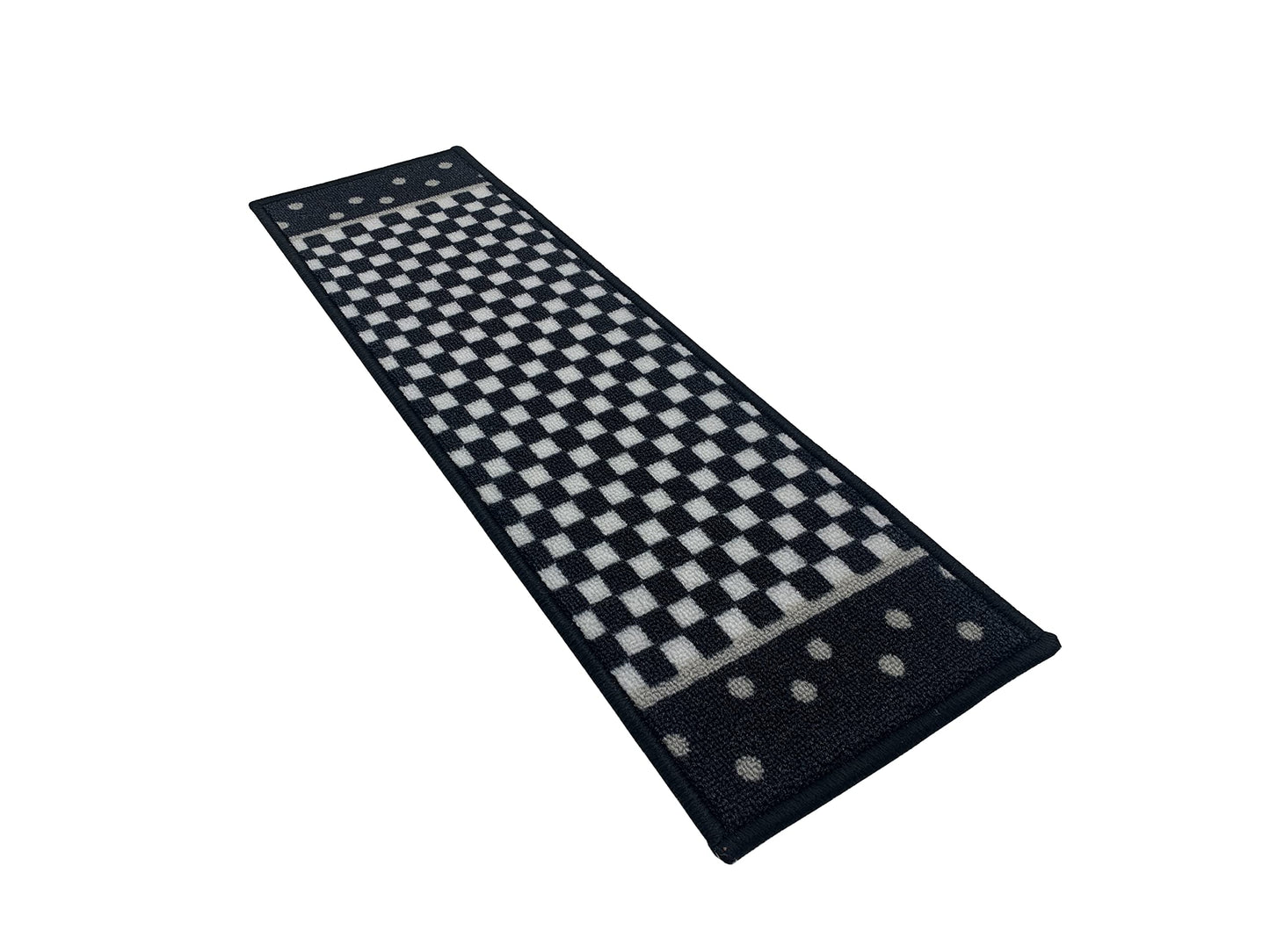Stair Treads for Wooden Steps Indoor 8.5” x 26” Slip Resistant Machine Washable Staircase Carpet Mat, Safe for Elders, Kids and Pets Checkered Design Black and White Color, Set of 13